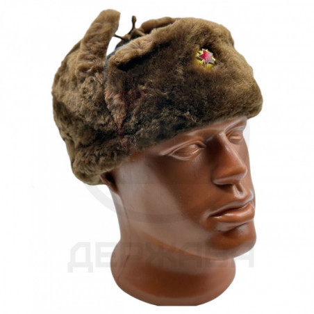 Шапка ушанка зимняя, ВОХР, с кокардой, СССР