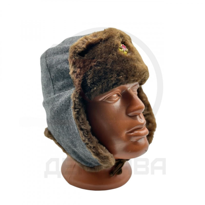 Шапка ушанка зимняя, ВОХР, с кокардой, СССР