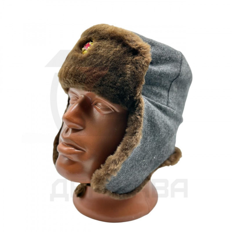 Шапка ушанка зимняя, ВОХР, с кокардой, СССР