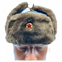 Шапка ушанка зимняя, ВОХР, с кокардой, СССР