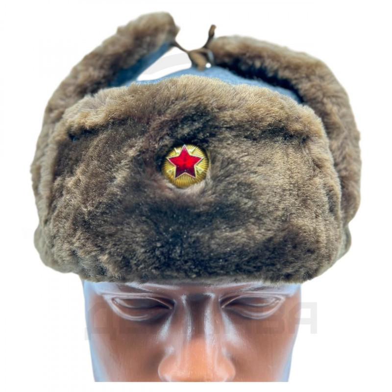 Шапка ушанка зимняя, ВОХР, с кокардой, СССР
