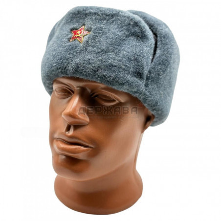 Шапка ушанка зимняя, солдатская, мужская, СССР, со звездой, размер 56