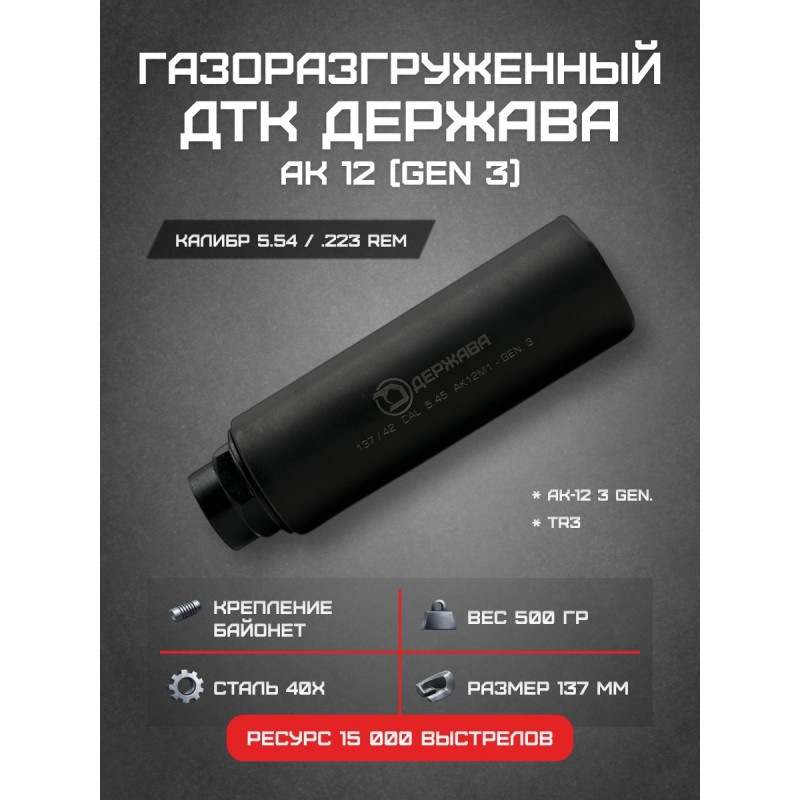ДТК АК 12 gen 3  "закрытого типа" байонет. Купить с доставкой. Магазин Держава