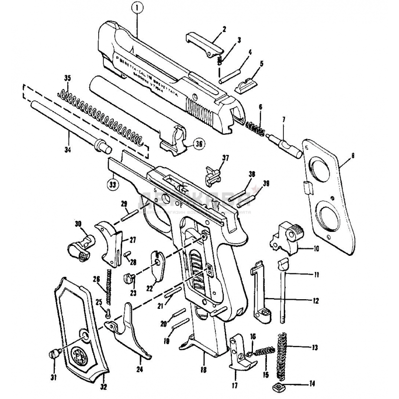 Возвратная пружина пистолета Beretta М1934/1935 купить в Москве, цена с доставкой