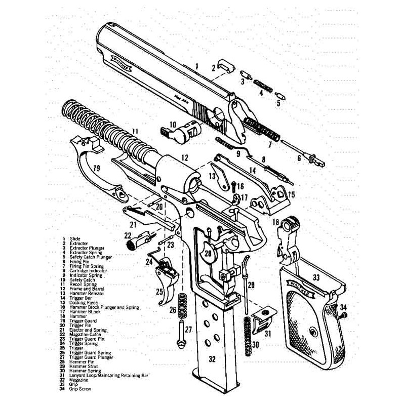 Выбрасыватель (экстрактор) пистолета Walther PP, PPK, Держава Армс